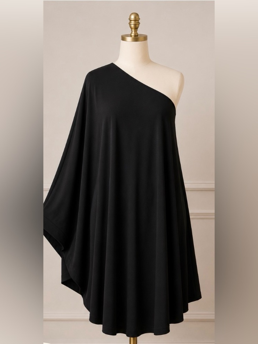 One-Shoulder Black Swing Dress